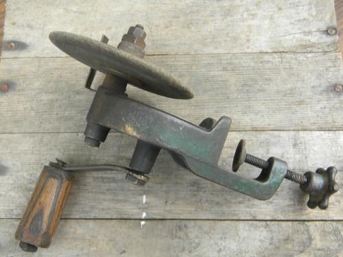 photo of old hand crank tool grinder or sharpener vintage farm shop tool #3