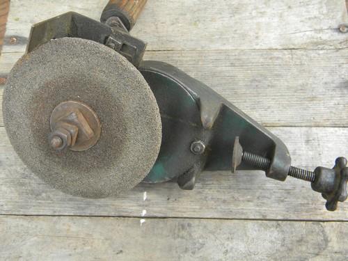 photo of old hand crank tool grinder or sharpener vintage farm shop tool #4