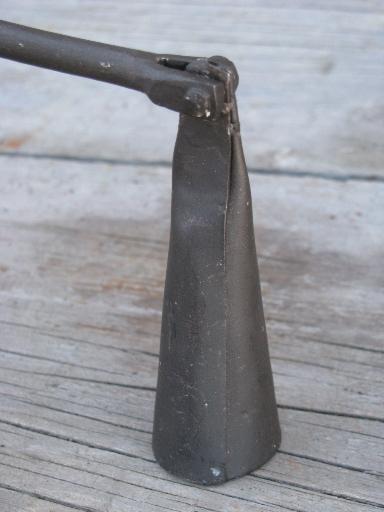 photo of old hand forged wrought iron candle snuffer, long handle for chandelier #2