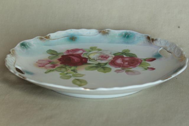 photo of old hand painted china plates french garden roses mismatched antique dishes #2