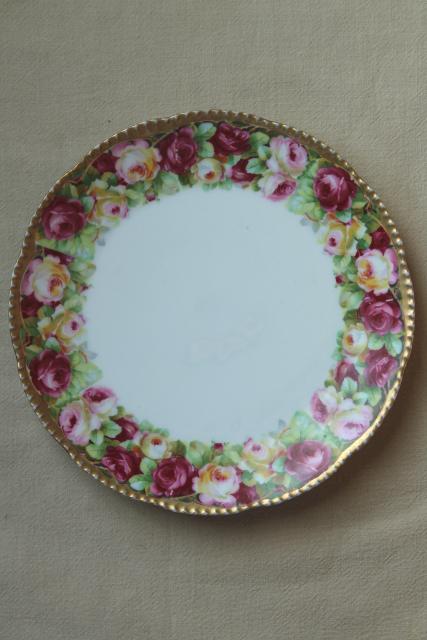 photo of old hand painted china plates french garden roses mismatched antique dishes #3