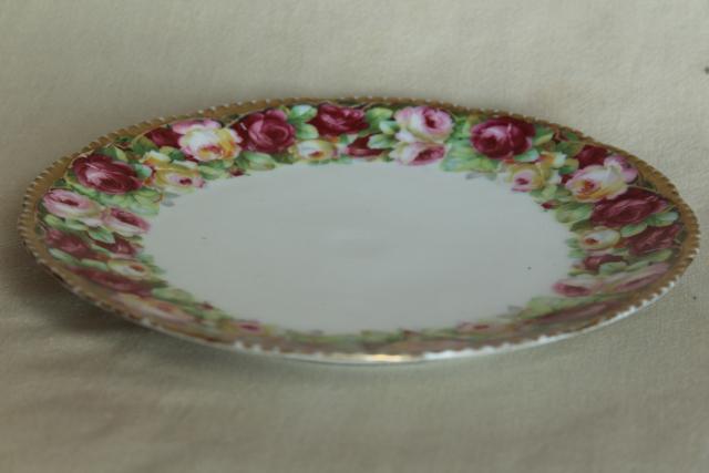 photo of old hand painted china plates french garden roses mismatched antique dishes #4