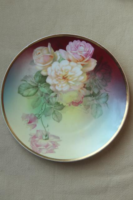 photo of old hand painted china plates french garden roses mismatched antique dishes #8