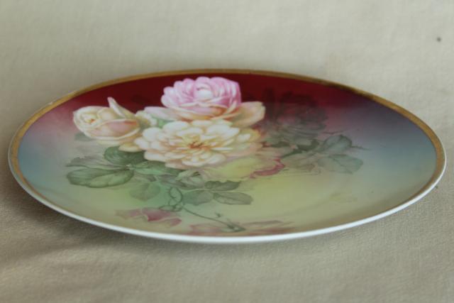 photo of old hand painted china plates french garden roses mismatched antique dishes #9