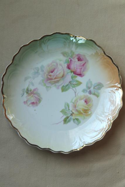 photo of old hand painted china plates french garden roses mismatched antique dishes #10