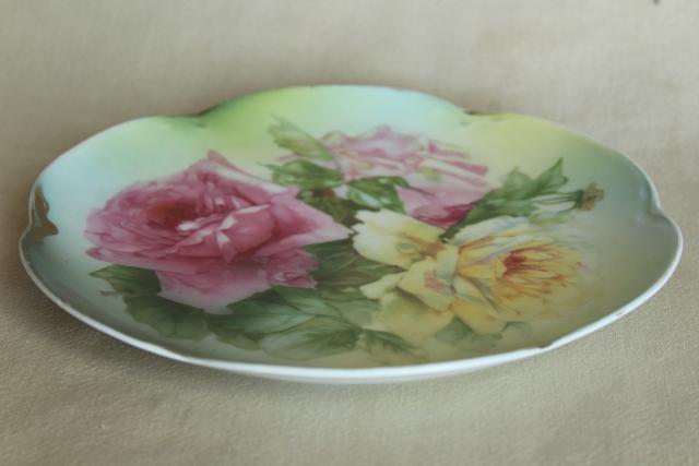 photo of old hand painted china plates french garden roses mismatched antique dishes #13