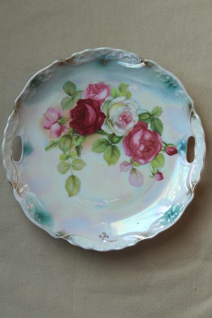 photo of old hand painted china plates french garden roses mismatched antique dishes #14