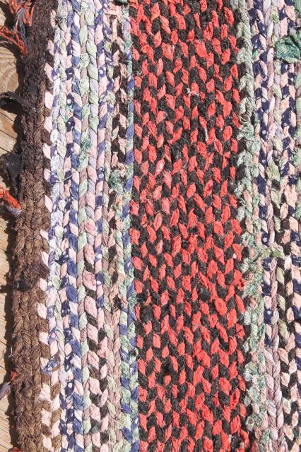 photo of old hand woven twined rag rugs, farmhouse primitive vintage rug lot from Wisconsin farm estate #2