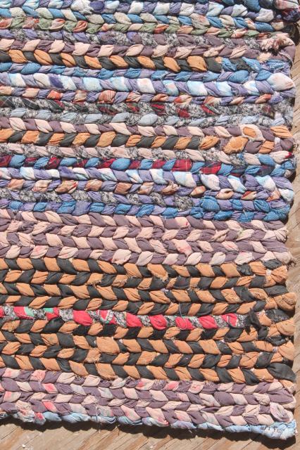 photo of old hand woven twined rag rugs, farmhouse primitive vintage rug lot from Wisconsin farm estate #9