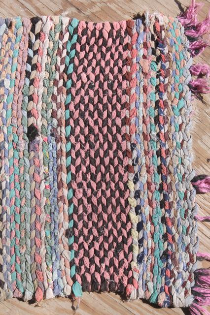 photo of old hand woven twined rag rugs, farmhouse primitive vintage rug lot from Wisconsin farm estate #12