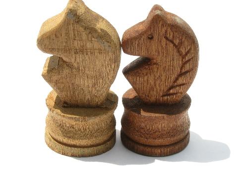 photo of old hand-crafted turned wood chess set game pieces, carved hardwoods #4