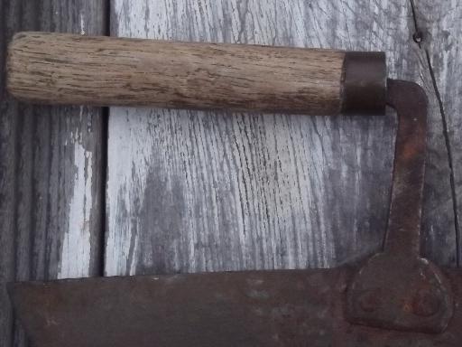 photo of old hand-forged food chopper, 19th century rocking blade knife w/ original handle #3