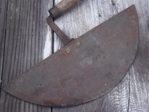 old hand-forged food chopper, 19th century rocking blade knife w ...