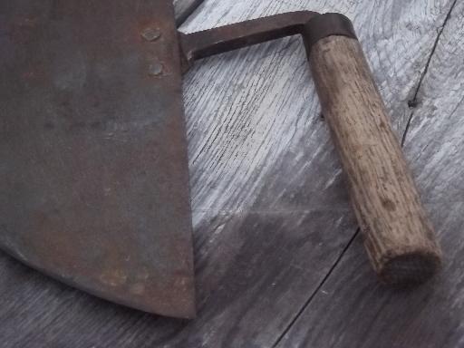 photo of old hand-forged food chopper, 19th century rocking blade knife w/ original handle #6