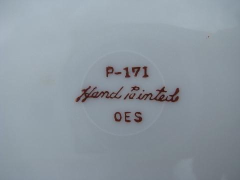 photo of old hand-painted china plate w/ Masons emblem, Masonic star #2