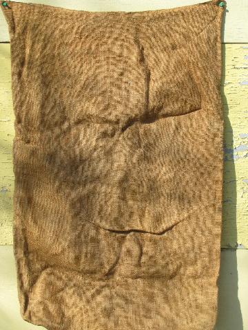 photo of old hessian cloth gunny sacks, vintage burlap seed or feed grain bags lot #2