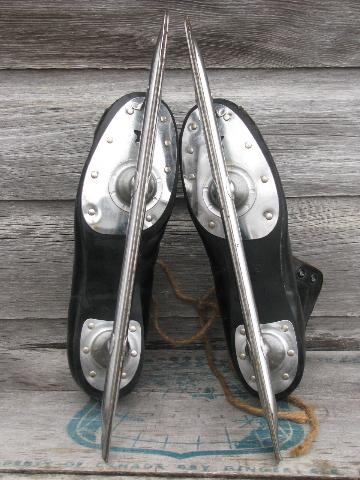 photo of old hockey skates, vintage ice skates w/ Canada made leather boots #5