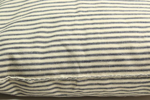 photo of old indigo blue striped cotton ticking, primitive country farmhouse vintage feather pillow #8