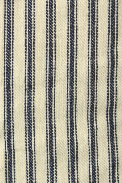 photo of old indigo blue striped cotton ticking, primitive country farmhouse vintage feather pillow #9