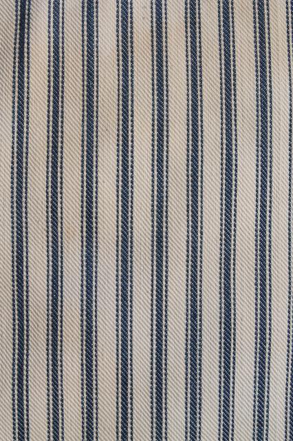 photo of old indigo blue striped ticking pillows, square feather pillow vintage seat cushions or toss pillows #5