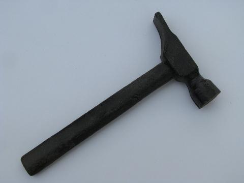 photo of old iron anvil and small hammer, vintage nut cracker #3