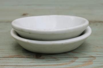 old ironstone china soap dishes, worn weathered patina chunky vintage white ironstone farmhouse style 