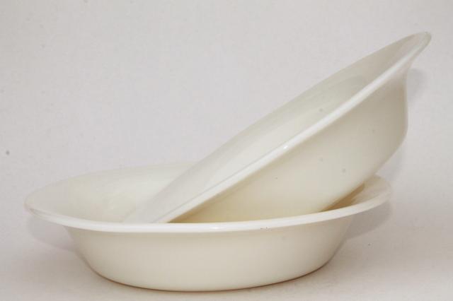 photo of old ivory Corning glass restaurant ware, deep dish pie plates or serving bowls  #1