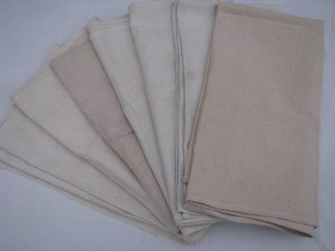 photo of old kitchen dish towels, heavy homespun cotton feedsack fabric #1