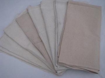 catalog photo of old kitchen dish towels, heavy homespun cotton feedsack fabric