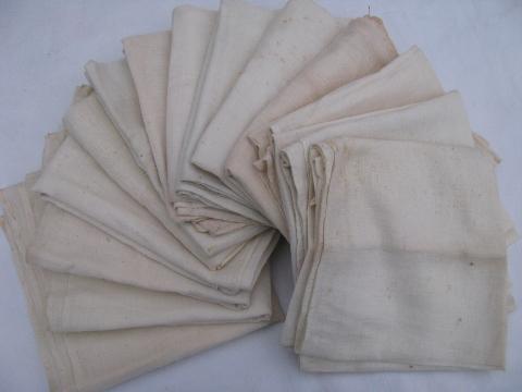 photo of old kitchen dishtowels, genuine vintage cotton flour sack feedsack towels #1