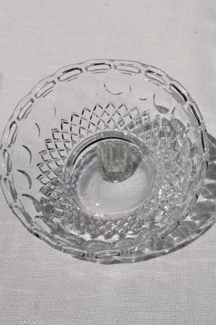 photo of old lace edge thumbprint pattern glass dish, large salad or serving bowl #2