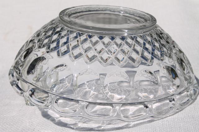 photo of old lace edge thumbprint pattern glass dish, large salad or serving bowl #5