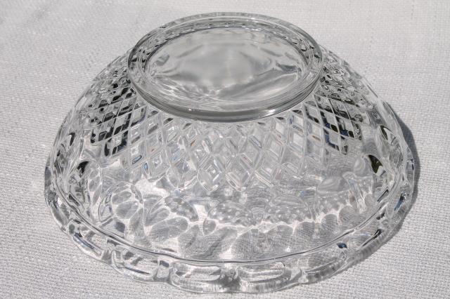 photo of old lace edge thumbprint pattern glass dish, large salad or serving bowl #6