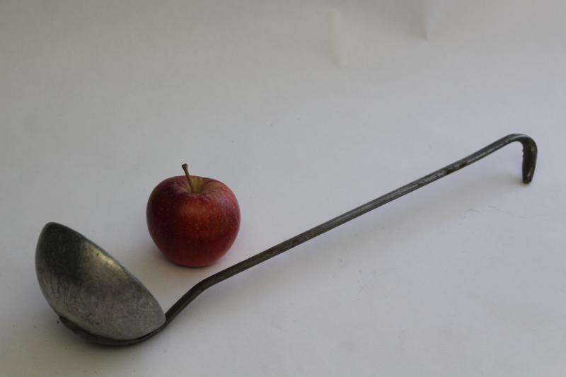 photo of old long handled soup ladle or water dipper, vintage cowboy campfire kitchen primitive #1