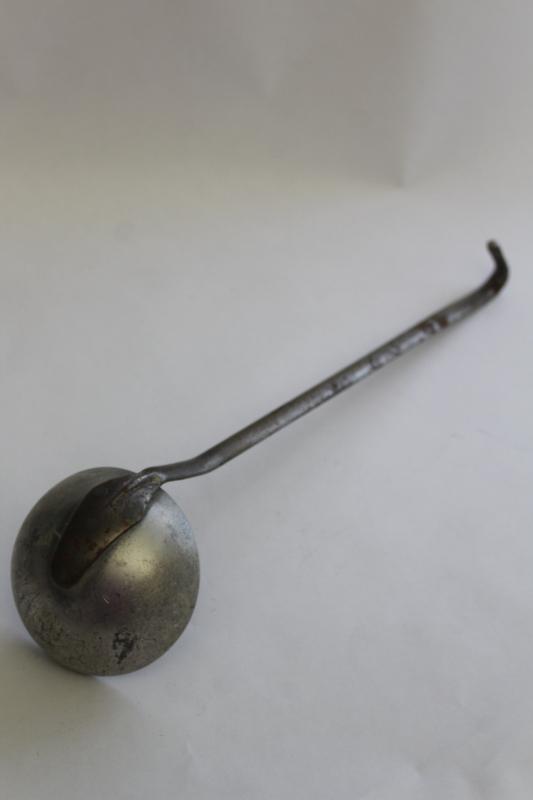 photo of old long handled soup ladle or water dipper, vintage cowboy campfire kitchen primitive #6