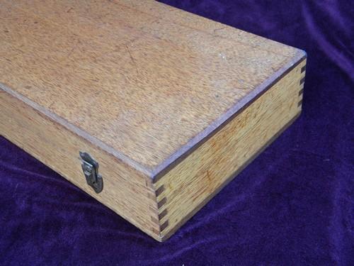 photo of old mahogany finger jointed wood box or case artist's paints or tools #2