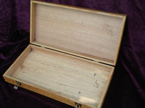 photo of old mahogany finger jointed wood box or case artist's paints or tools #3