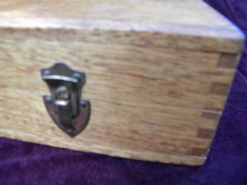 photo of old mahogany finger jointed wood box or case artist's paints or tools #4