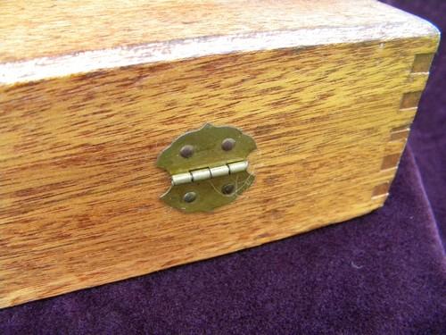 photo of old mahogany finger jointed wood box or case artist's paints or tools #6