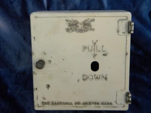 photo of old metal industrial vintage Gamewell fire alarm wall box #2