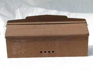 catalog photo of old metal letter box wall mount mailbox, embossed MAIL letters