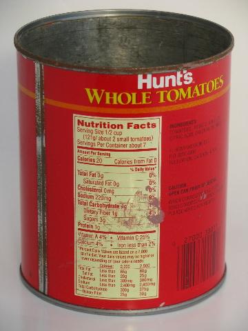 photo of old metal litho print can from Hunt's tomatoes, flower pot or storage jar #2