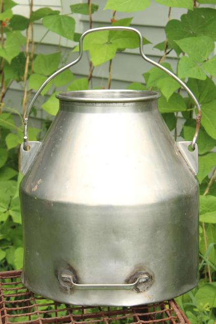 photo of old metal milk pail, vintage DeLaval stainless steel milker milking machine bucket #5