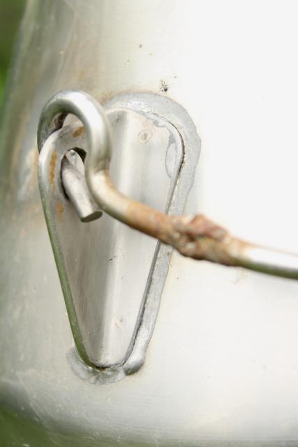 photo of old metal milk pail, vintage DeLaval stainless steel milker milking machine bucket #11