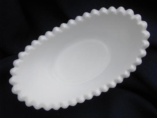 photo of old milk glass celery tray and nappy, vintage star quilt pattern #4