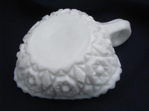 photo of old milk glass celery tray and nappy, vintage star quilt pattern #6