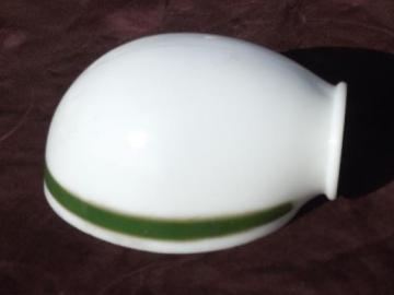 catalog photo of old milk glass lamp shade for antique desk light, banker's green stripe