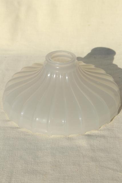 photo of old milk glass shade for exposed bulb pendant light, vintage industrial hanging lamp #1