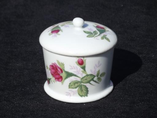 photo of old moss rose china desk box for roll of stamps, postage stamp holder #2