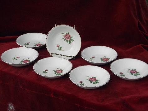 photo of old moss rose pattern china fruit bowls, vintage USA - Paden City pottery #1